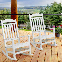 Flash Furniture 2-JJ-C14703-WH-GG Set of 2 Winston All-Weather Rocking Chair in White Faux Wood